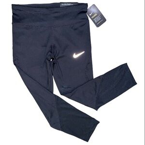 Nike Capris Tight Fit Power Running Crop Black Dri Fit Capri Leggings Sz…